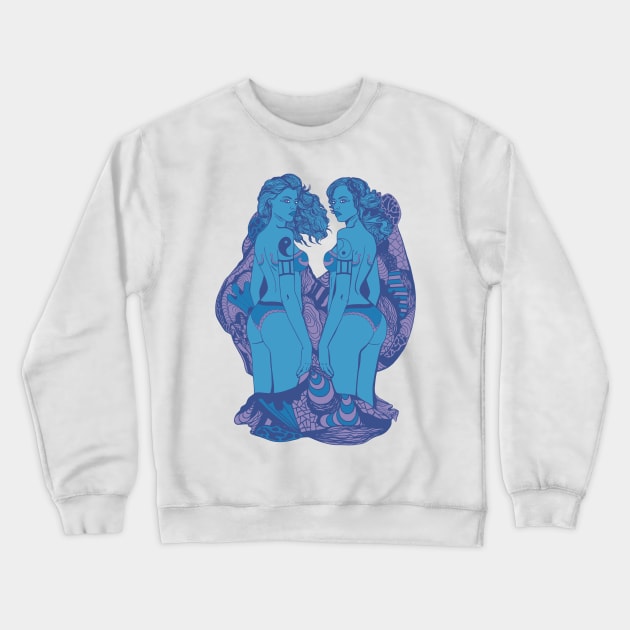 Mountain Blue Gemini Beauty Crewneck Sweatshirt by kenallouis